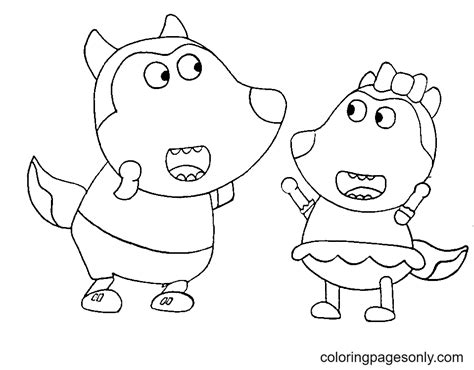 wolfoo ausmalbilder|Wolfoo with Lucy Coloring Page